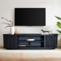 Oval Tv Cabinet With Full Sliding Door - Black Color