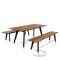 Rustic Dining Bench Teak Seat Iron Legs with Table