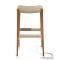 Teak Counter Height Barstool - Loom Weave Saddle Seat Front Detail