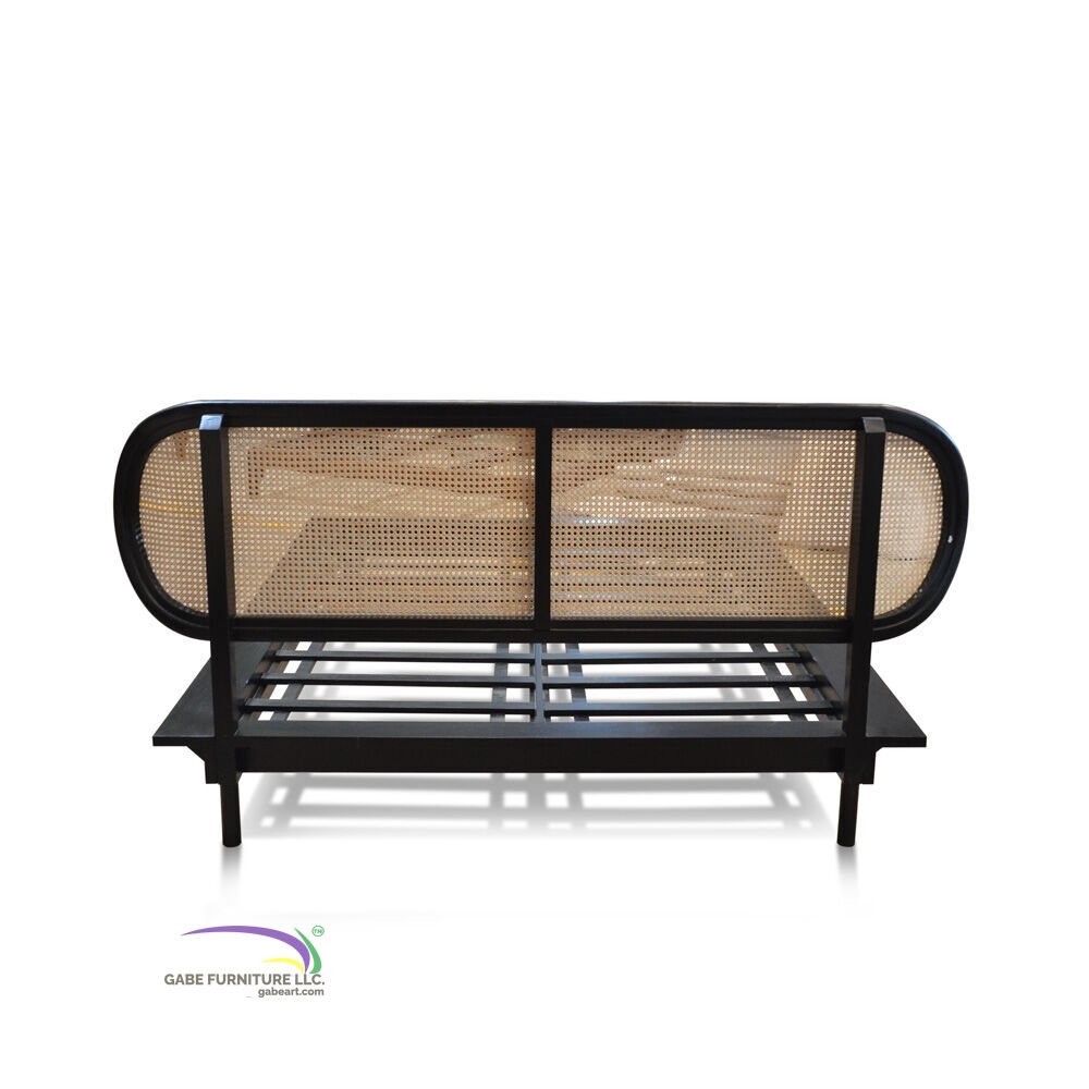 Bed Neonouveau Model B In Teak With Rattan - Queen - New Size B