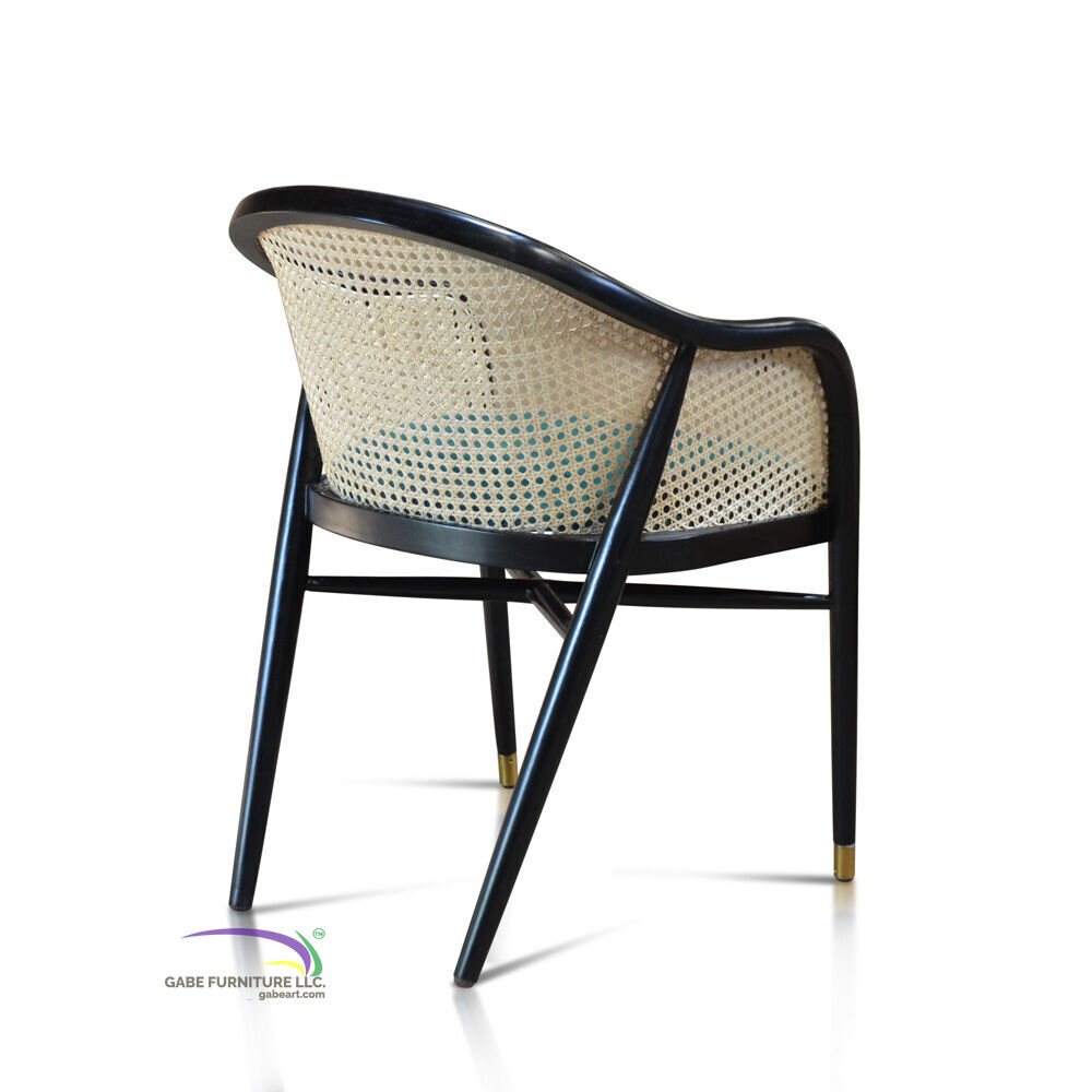 Dining Chair Round Back And Arm With Rattan Teak C