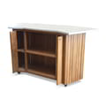 Bar Counter Hexagonal In Teak With Overhang Front 30 Cm, Wheels With Stainless Marine Grade And Top With Plain Terrazzo icon