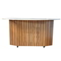 Bar Counter Hexagonal In Teak With Overhang Front 30 Cm, Wheels With Stainless Marine Grade And Top With Plain Terrazzo icon