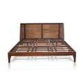 Bed Oblique Headboard In Teak Mattress Size 180x200 With Rattan Weaving icon