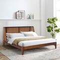 Bed Oblique Headboard In Teak Mattress Size 180x200 With Rattan Weaving icon