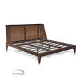 Bed Oblique Headboard In Teak Mattress Size 180x200 With Rattan Weaving D icon