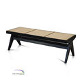 Bench Paris In Teak With Rattan - Black Colour A icon