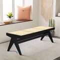 Bench Paris In Teak With Rattan - Black Colour icon