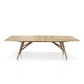 Dining Table Oval Top In Teak With Round Tapper Leg And Brass Support icon