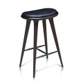 High Barstool Wooden Frame Top With Semi Chrome Black Leather 