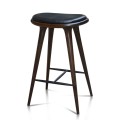 High Barstool Wooden Frame Top With Semi Chrome Black Leather 