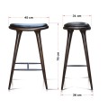 High Barstool Wooden Frame Top With Semi Chrome Black Leather 