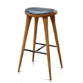 High Barstool Wooden Frame Top With Semi Chrome Black Leather icon