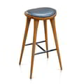 High Barstool Wooden Frame Top With Semi Chrome Black Leather icon