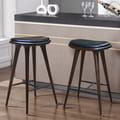 High Barstool Wooden Frame Top With Semi Chrome Black Leather icon