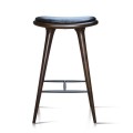 High Barstool Wooden Frame Top With Semi Chrome Black Leather 