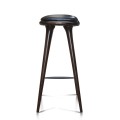 High Barstool Wooden Frame Top With Semi Chrome Black Leather 