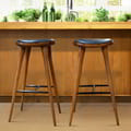 High Barstool Wooden Frame Top With Semi Chrome Black Leather icon