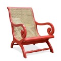 Lazy Chair With Rattan Seat - Red Color