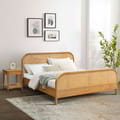 Luna Rattan Bed In Teak With Rattan Weaving Auk Mattress Size 183x205 icon