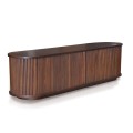 Oval Tv Cabinet With Full Sliding Door - Dark Brown