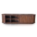 Oval Tv Cabinet With Full Sliding Door - Dark Brown