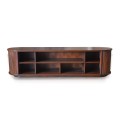 Oval Tv Cabinet With Full Sliding Door - Dark Brown