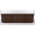 Oval Tv Cabinet With Full Sliding Door - Dark Brown