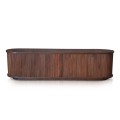 Oval Tv Cabinet With Full Sliding Door - Dark Brown