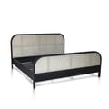 Rattan Bed In Teak With Rattan Weaving Matterss Size 185x205 Black icon