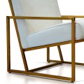 Rf.15 Low Armchair Cream Velvet Color With Brass Frame