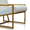 Rf.15 Low Armchair Cream Velvet Color With Brass Frame