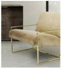 Rf.15 Low Armchair Cream Velvet Color With Brass Frame