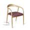 Round chair bleached teak left front view shows curved backrest and armrest
