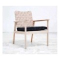 Seed Lounge Chair Woven Leather Back And Fabric Cushion Seat