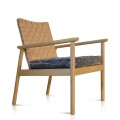 Seed Lounge Chair Woven Leather Back And Fabric Cushion Seat