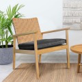 Seed Lounge Chair Woven Leather Back And Fabric Cushion Seat