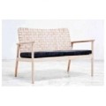 Seed Loveseat Woven Leather Back And Fabric Cushion Seat