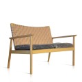 Seed Loveseat Woven Leather Back And Fabric Cushion Seat