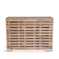 Shoe Storage Cabinet- Premium Teak Slats 3 Doors Front Detail