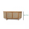 Sideboard In Teak With Rattan - High 79cm