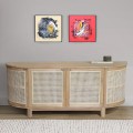 Sideboard In Teak With Rattan - High 79cm