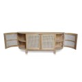 Sideboard In Teak With Rattan - High 79cm