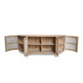 Sideboard In Teak With Rattan - High 79cm