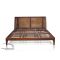 Teak rattan winged bed caned headboard detail