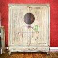 Oriental style wardrobe cabinet distressed paint finish