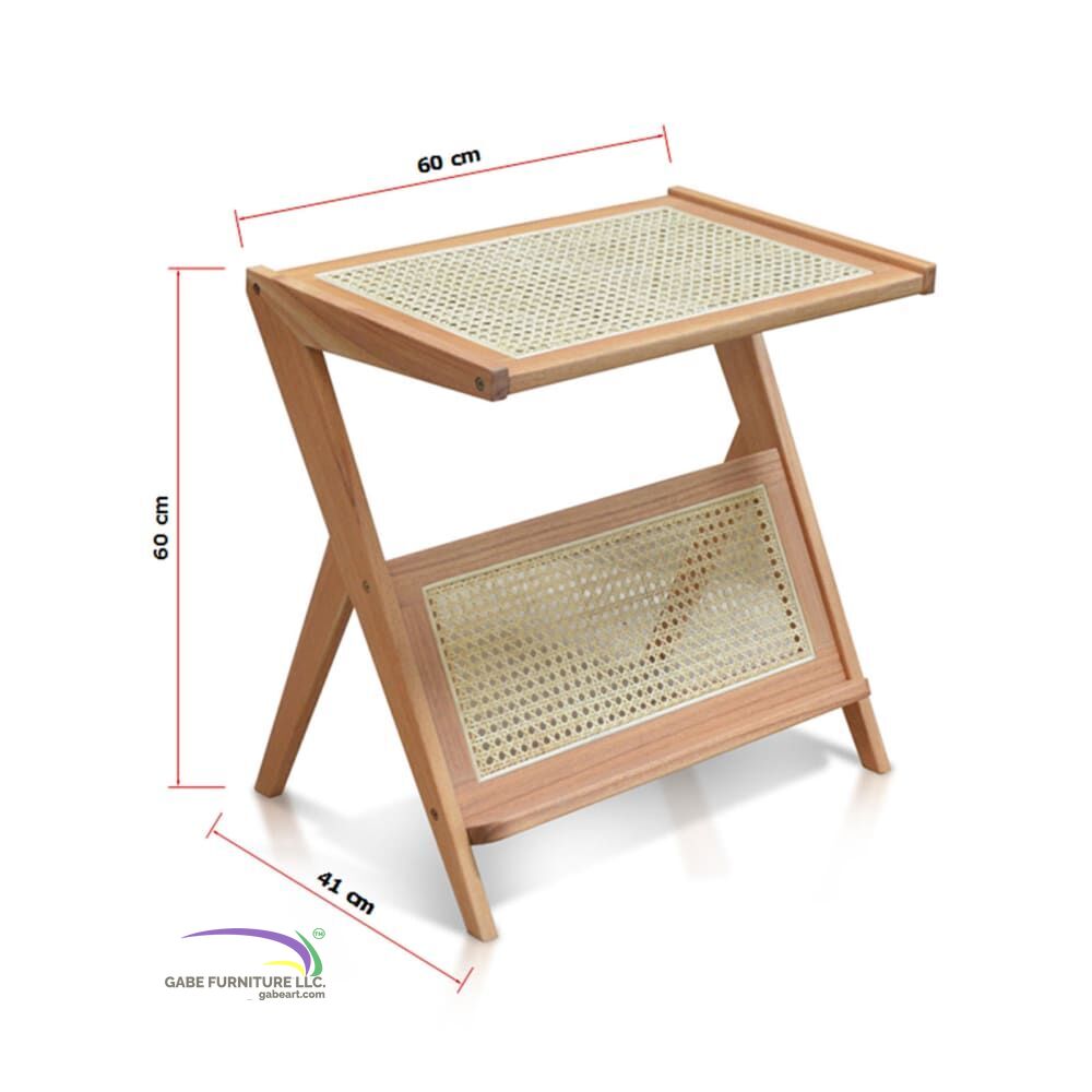 Laptop Desk Junifer Size 60cm - Top Rattan With Rattan Shelves C