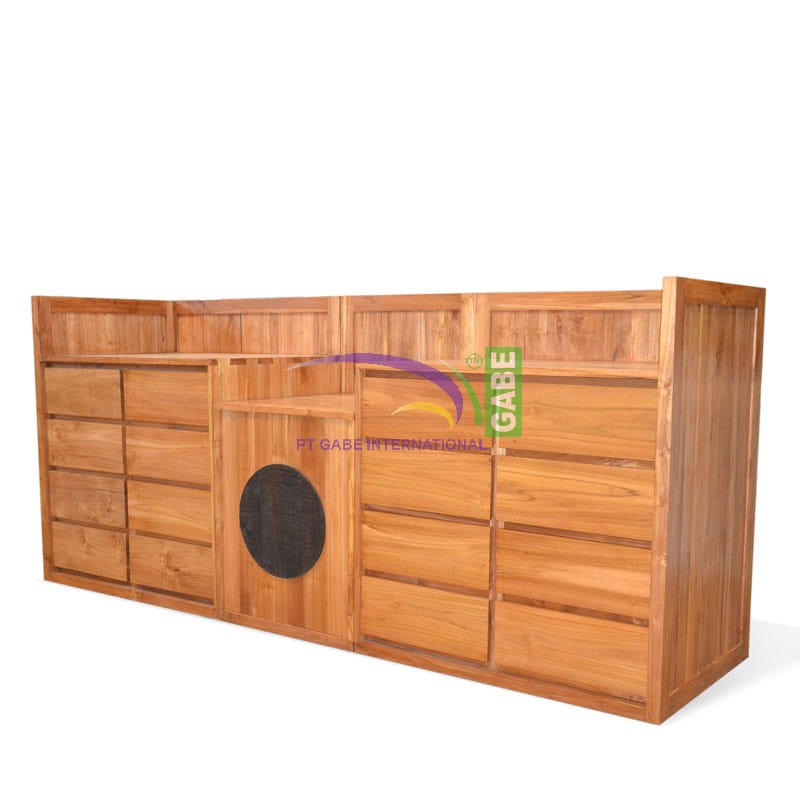 Chests combined in to compact cabinet teak wood grains detail