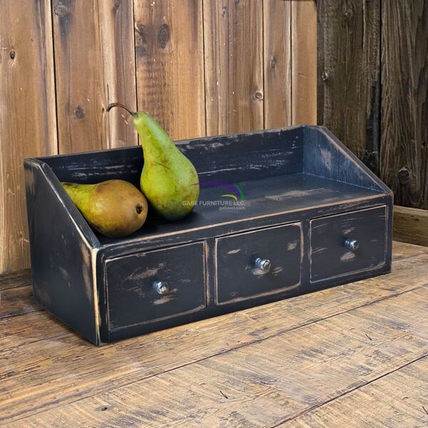 3 Drawers Cabinet  Rustic Black