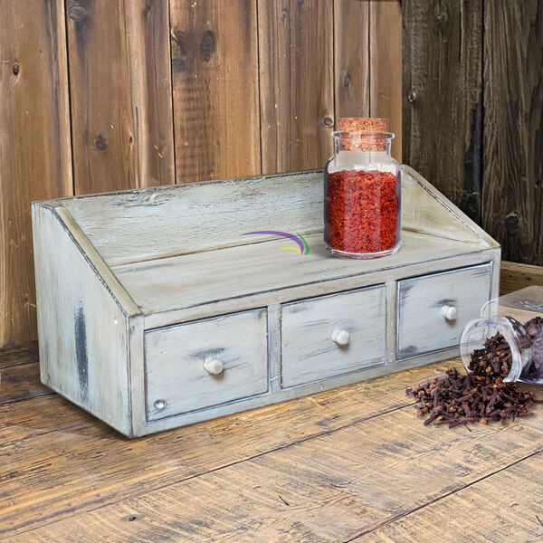 3 Drawers Cabinet  Rustic White